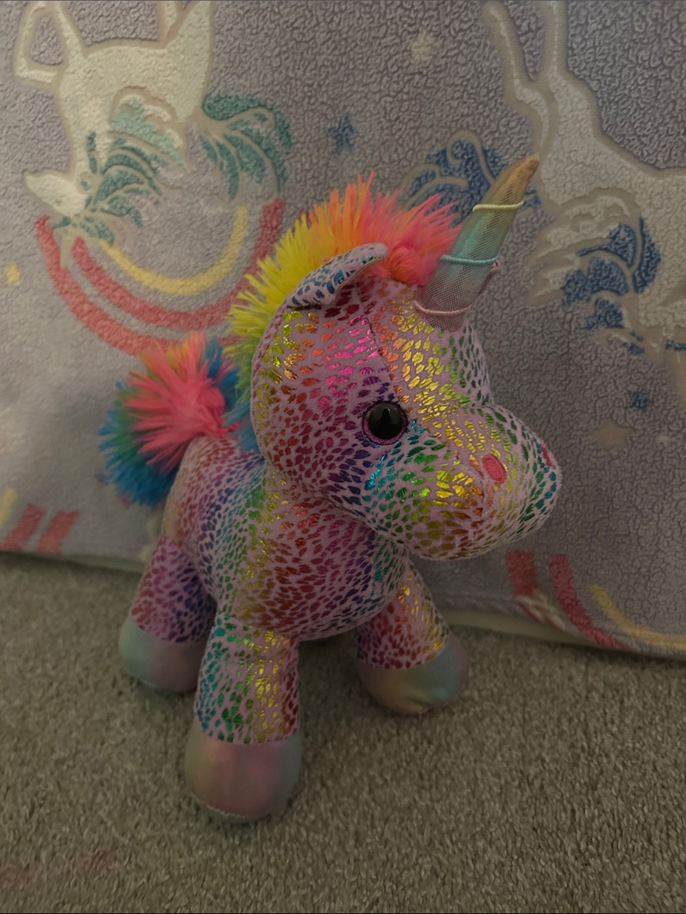Kellytoy Multicolor Sequin Unicorn Plush - Pink, Yellow, Blue
